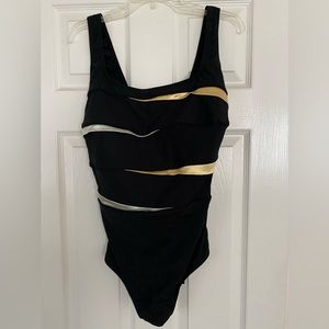 Longitude Black Fan Club Slimming Swimsuit 22W